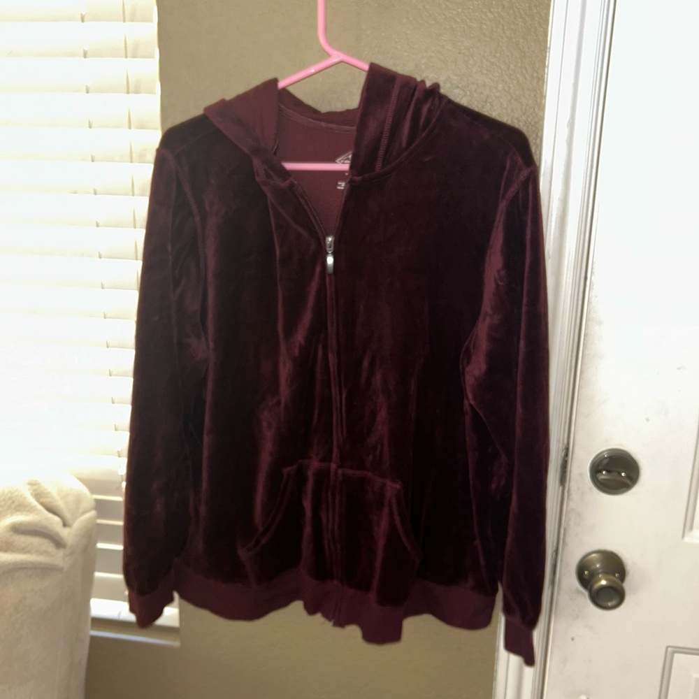 St. John’sBay Plush Burgundy Zip-Up Hoodie